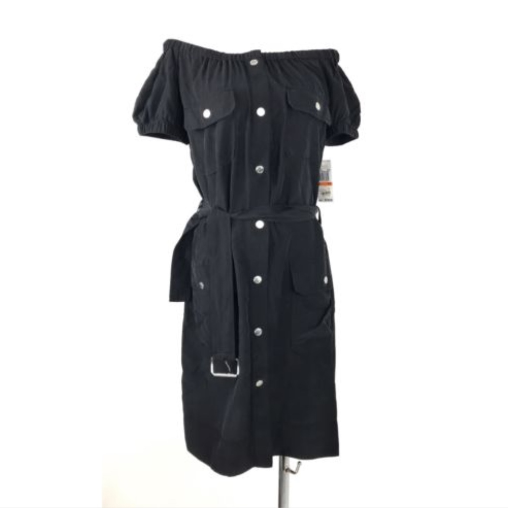 Michael Kors Shirt Dress Size Small Black Silk
